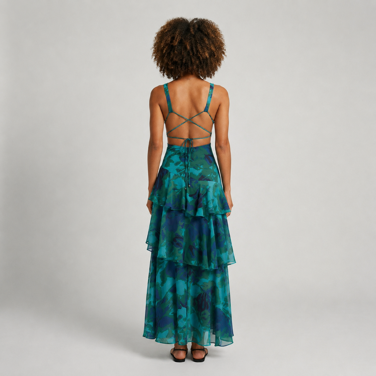 Harlow | V-Neck Plissé Pleated Maxi Dress
