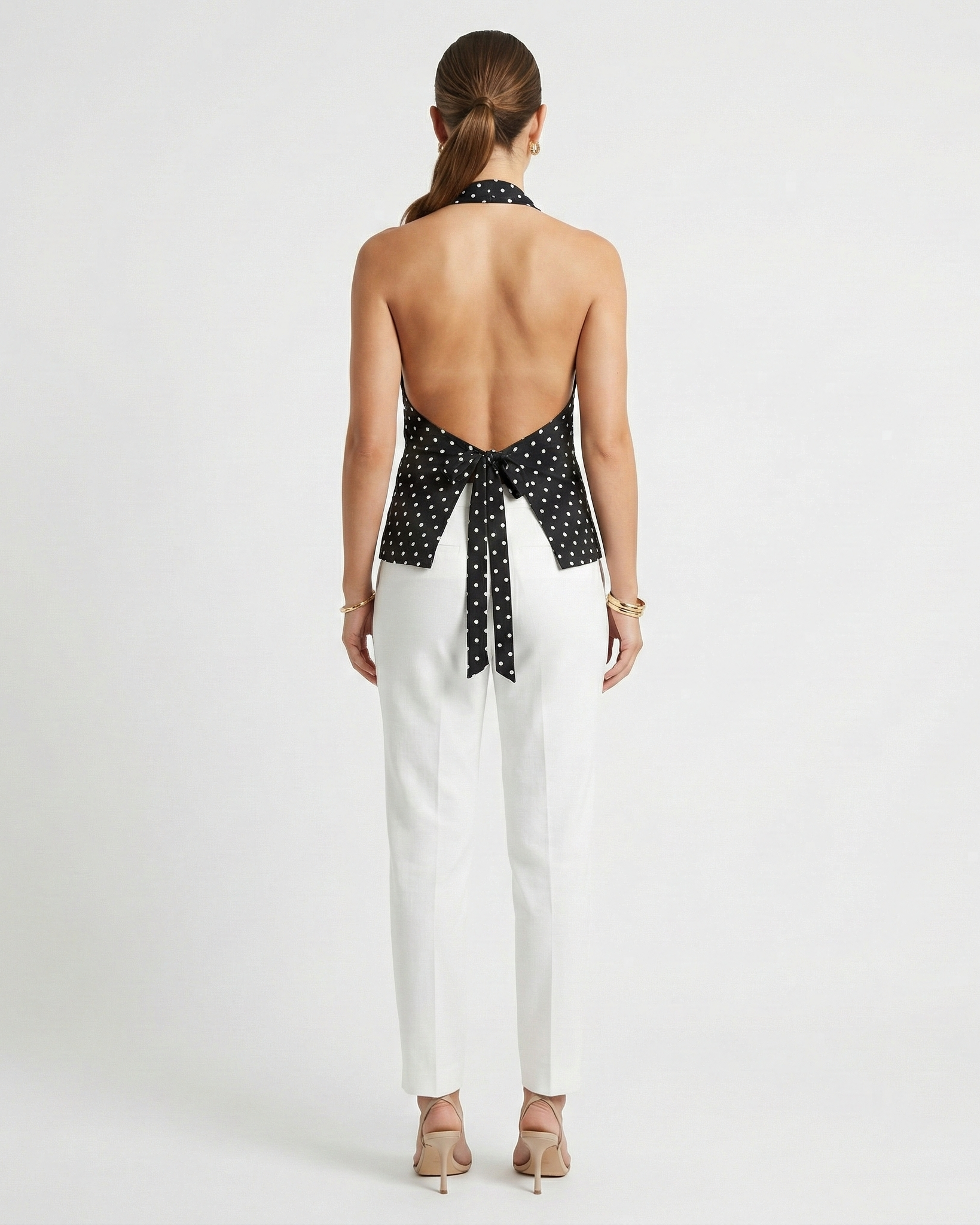 Leticia | Deep V-Neck Polka Dot Slim Top
