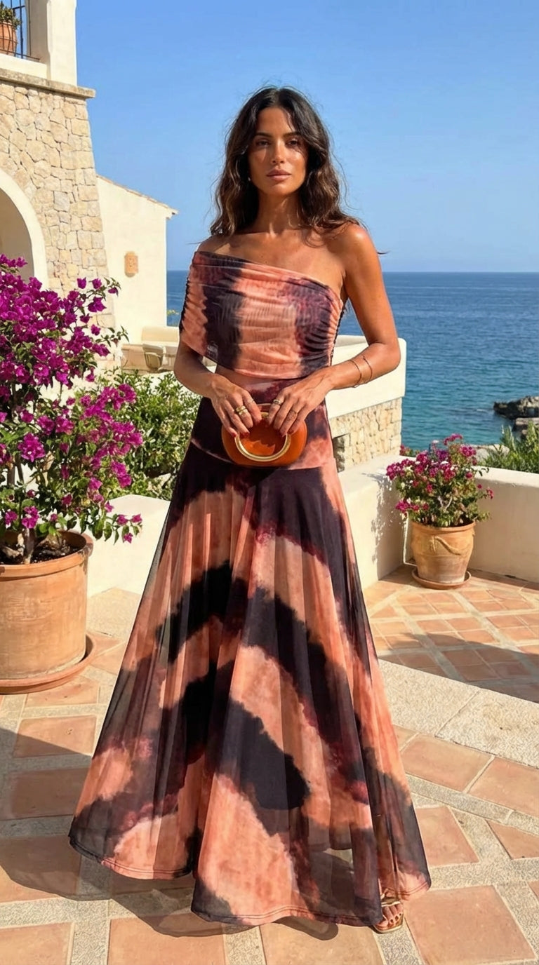 Nora | Off-Shoulder Gradient Print Maxi Dress