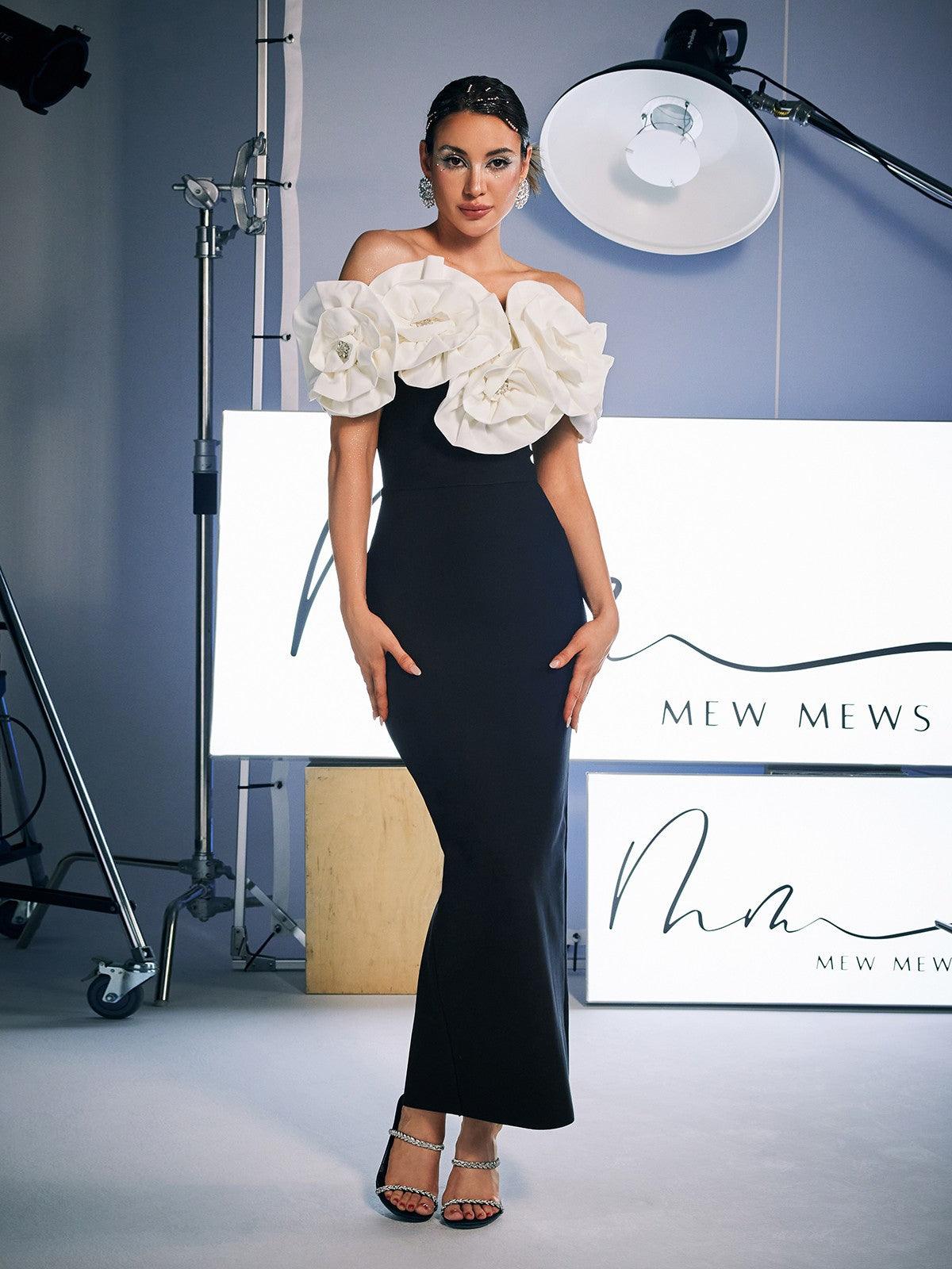 Adeline | Off-Shoulder Floral Bandage Midi Dress