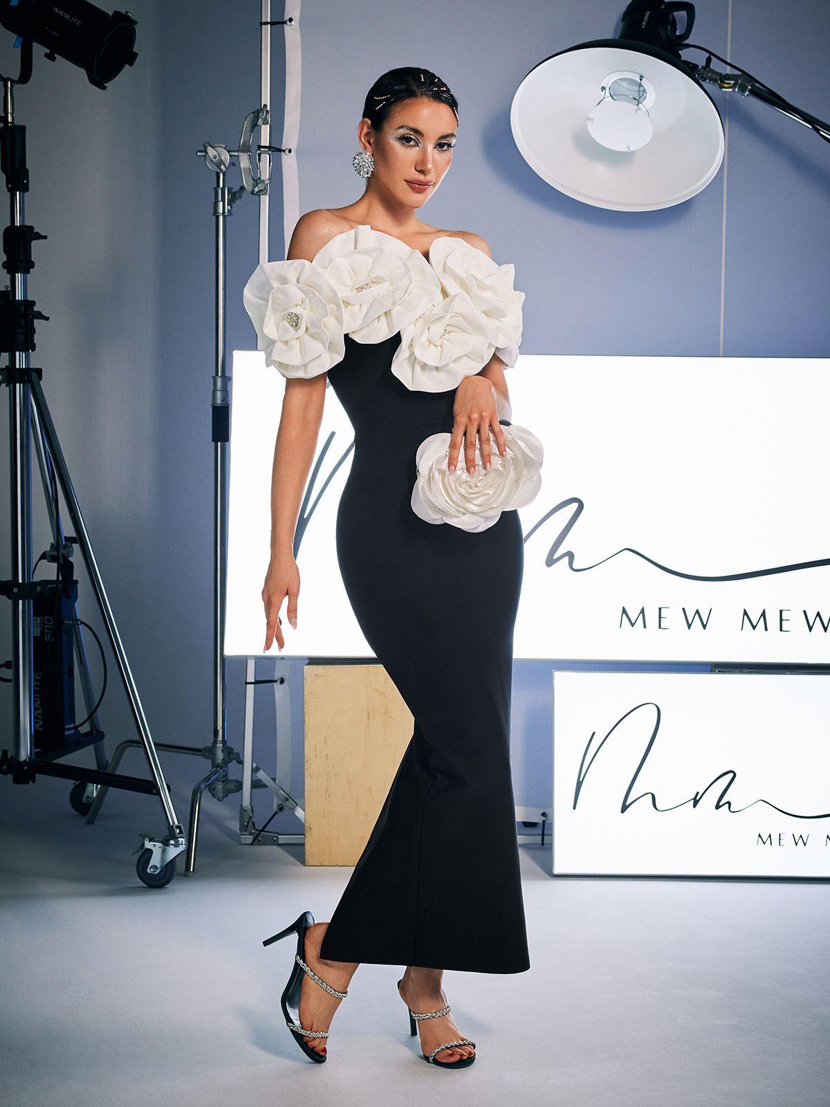 Adeline | Off-Shoulder Floral Bandage Midi Dress
