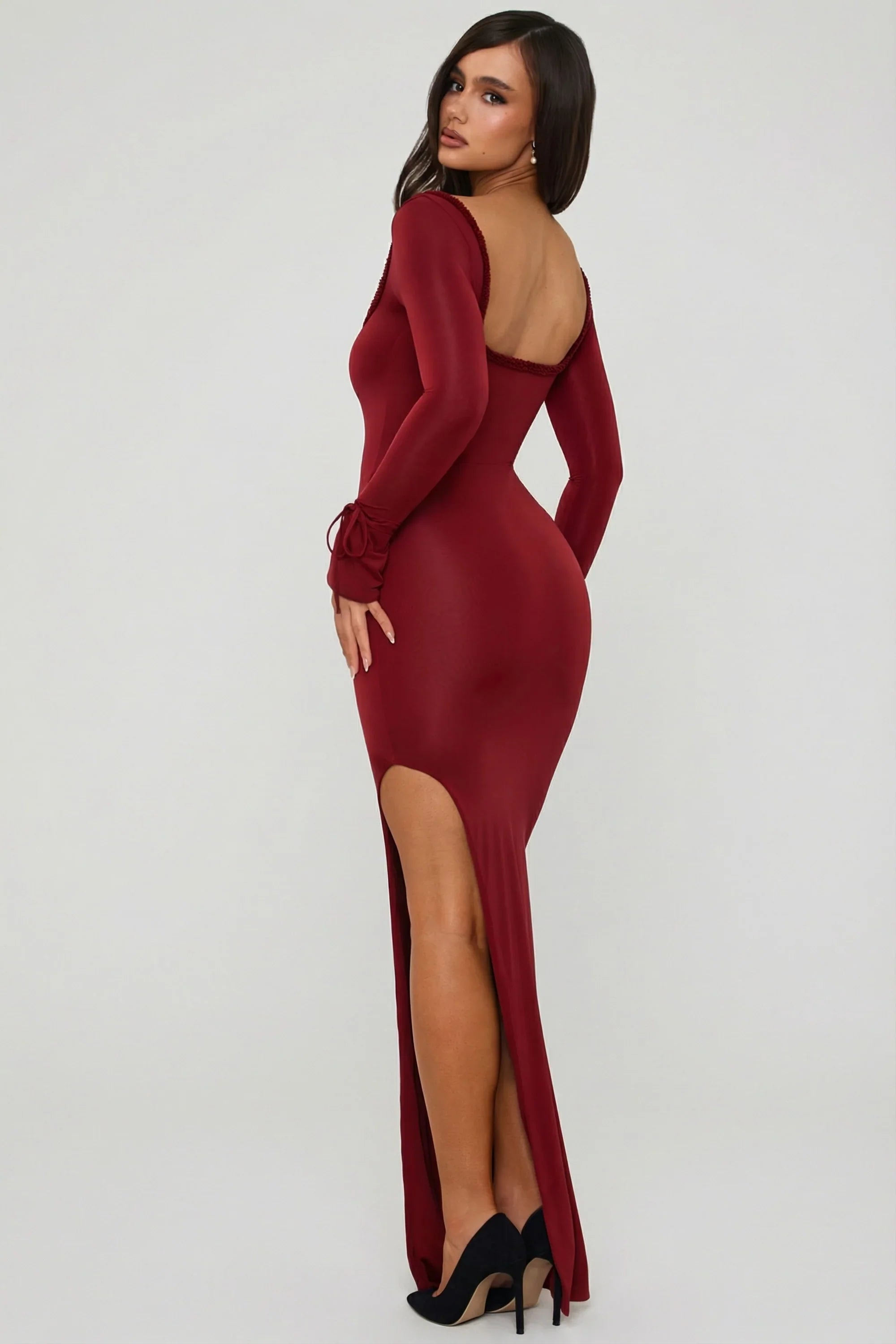 Malena | Ruffle-Trim Cut-Out Bodycon Maxi Dress