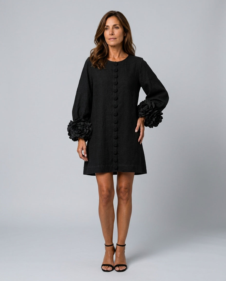Mariana | Rosette Cuff Long Sleeve Mini Dress