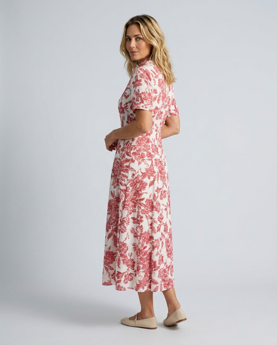 Isolde | Floral-Print Collared Midi Dress