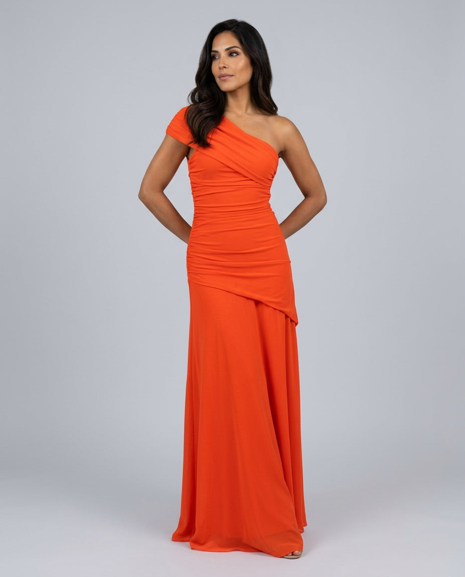 Anouk | Asymmetric Ruched Maxi Dress