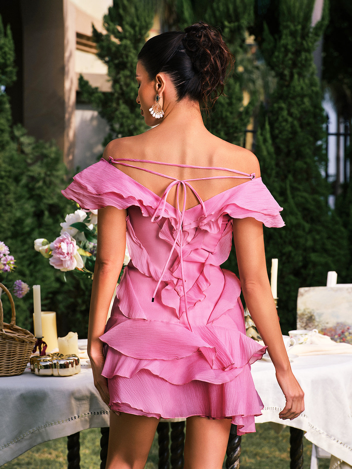 Daphne | V-Neck Ruffle Mini Dress