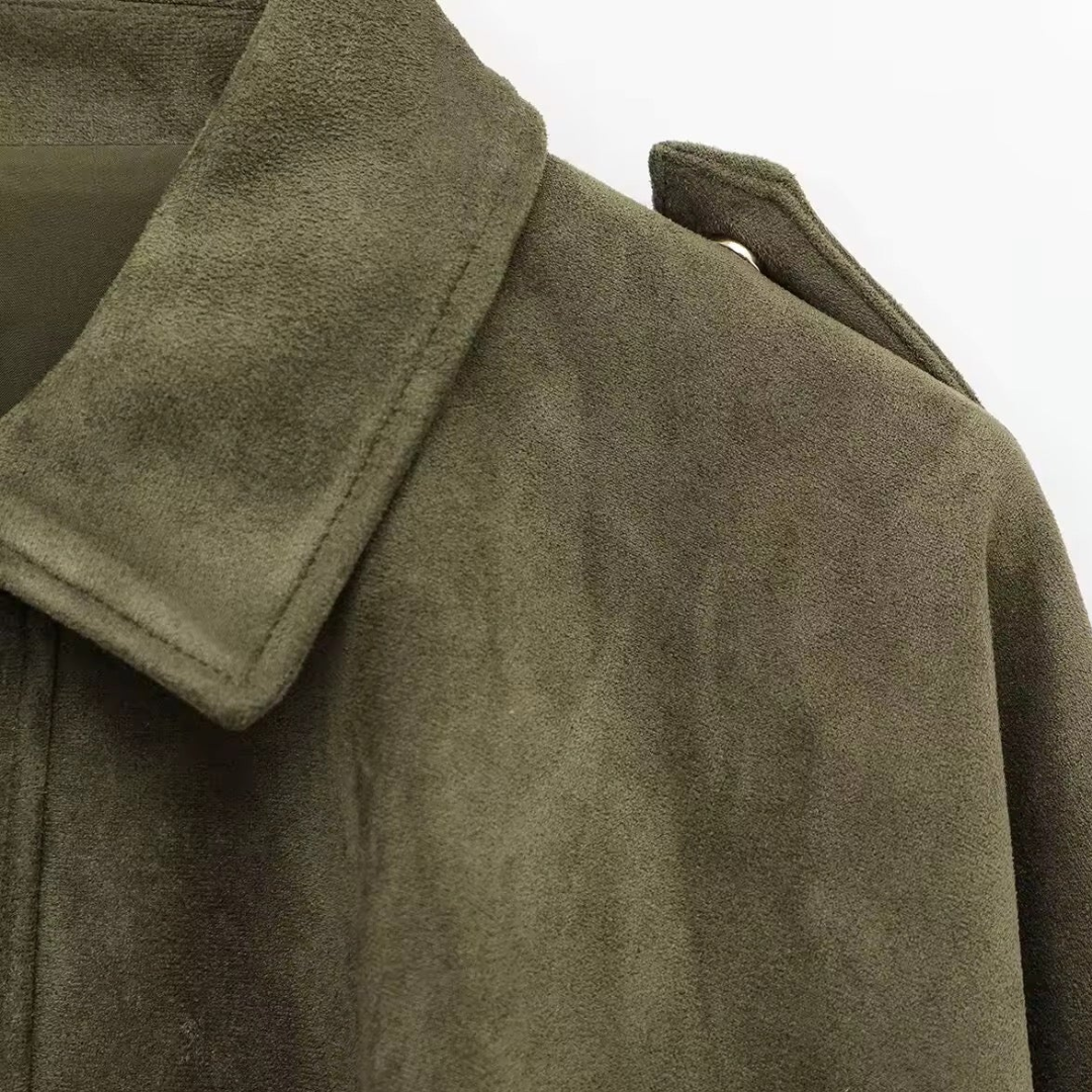 Ruby | Oversized Zip Front Faux Suede Jacket