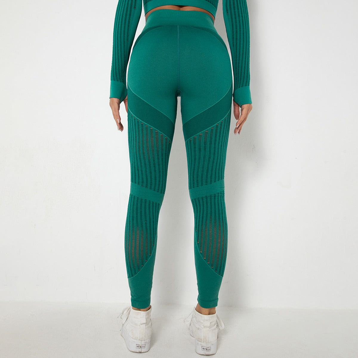 Cleona | High-Waist Mesh Panel Ankle Leggings