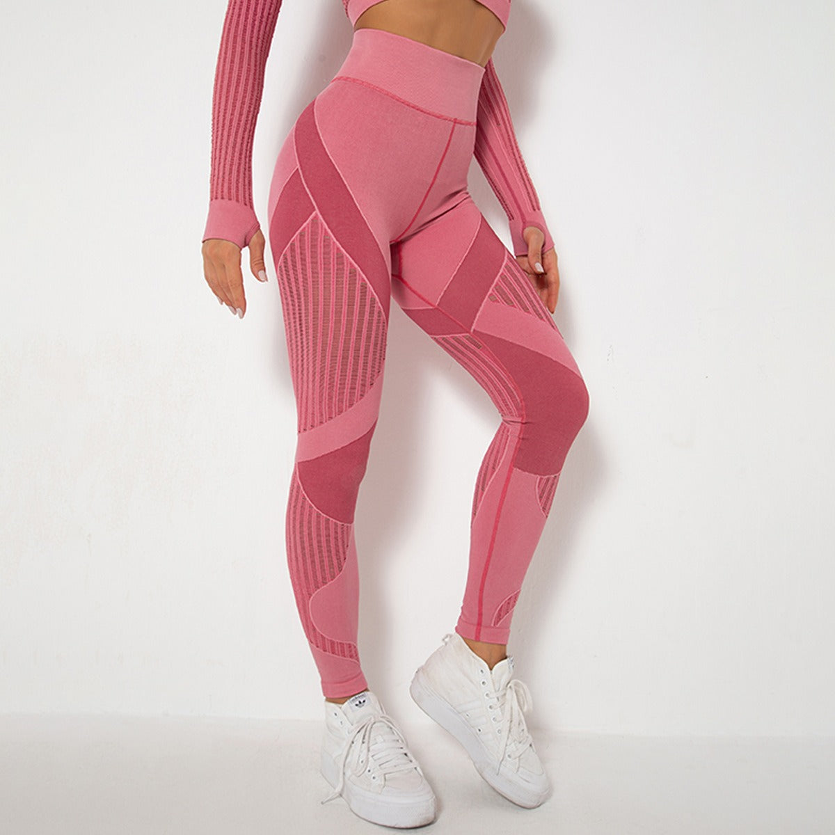 Cleona | High-Waist Mesh Panel Ankle Leggings