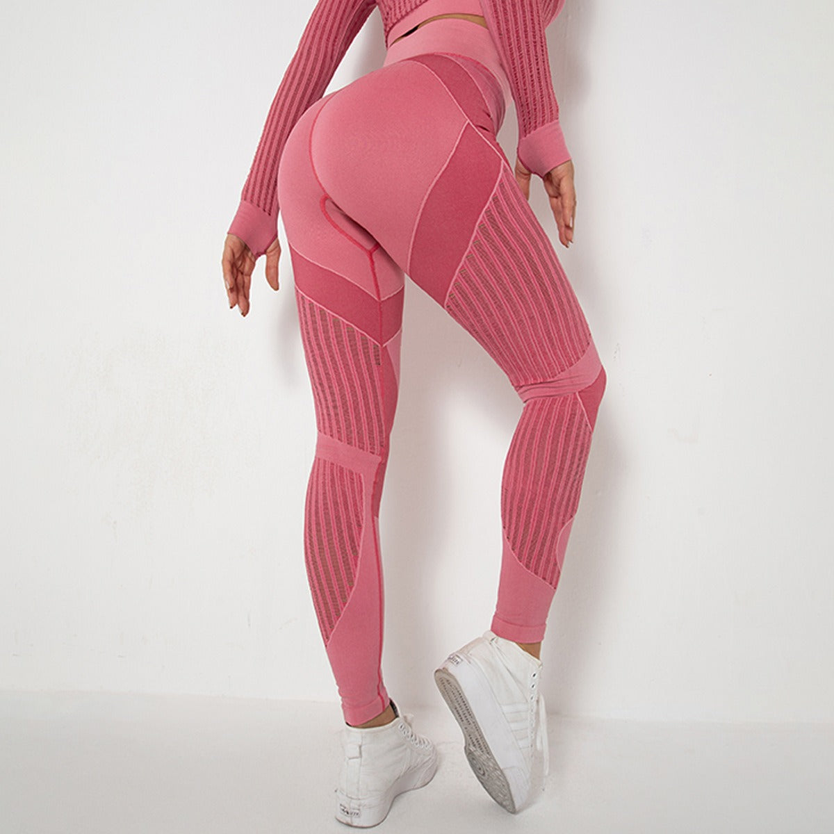 Cleona | High-Waist Mesh Panel Ankle Leggings