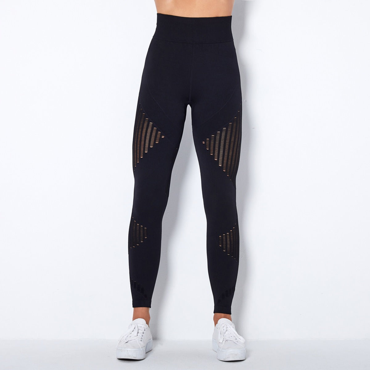 Cleona | High-Waist Mesh Panel Ankle Leggings