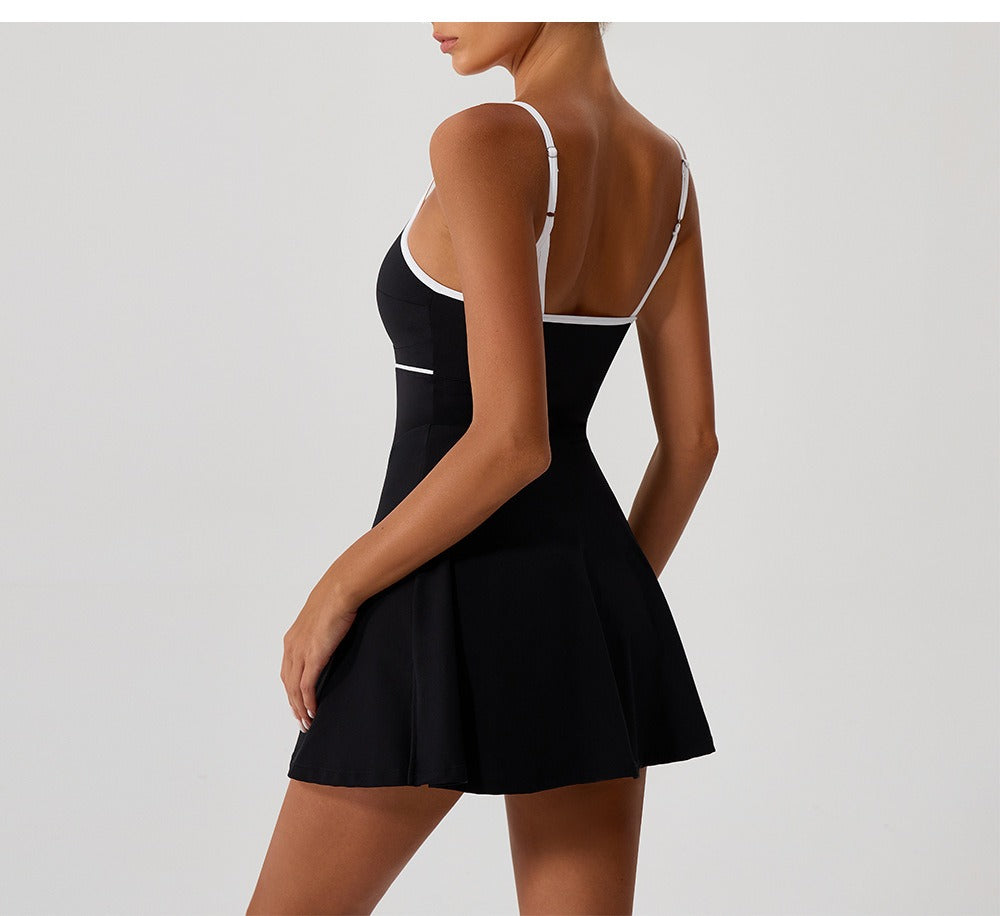 Valeria | Short Sleeve Fit-and-Flare Athletic Midi Dress
