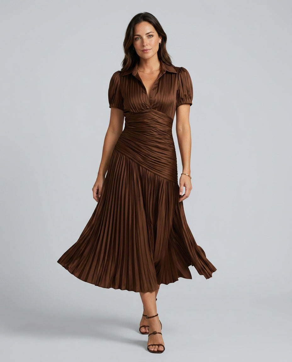 Ottavia | Retro Striped Satin-Look Midi Dress