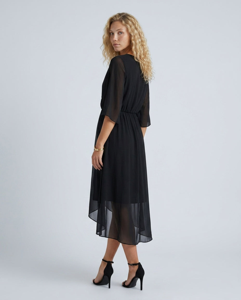 Elin | Flowy Belted Midi Wrap Dress