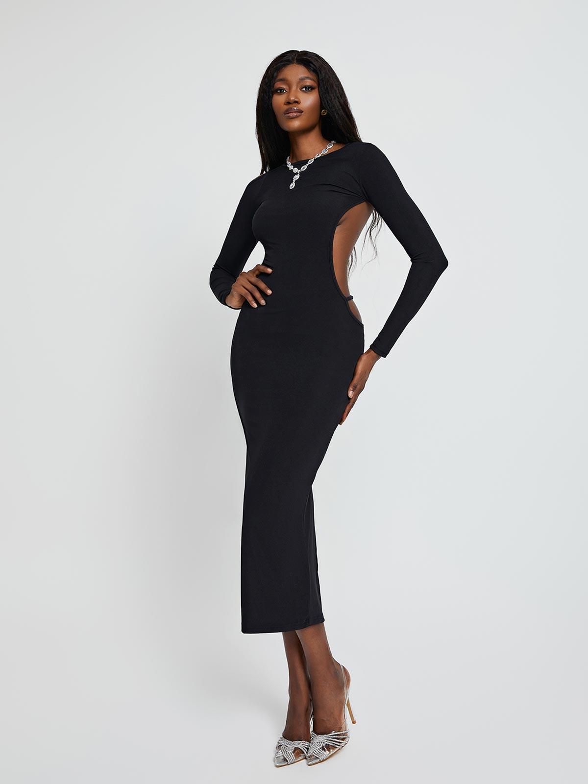 Dove | Long Sleeve Backless Midi Dress