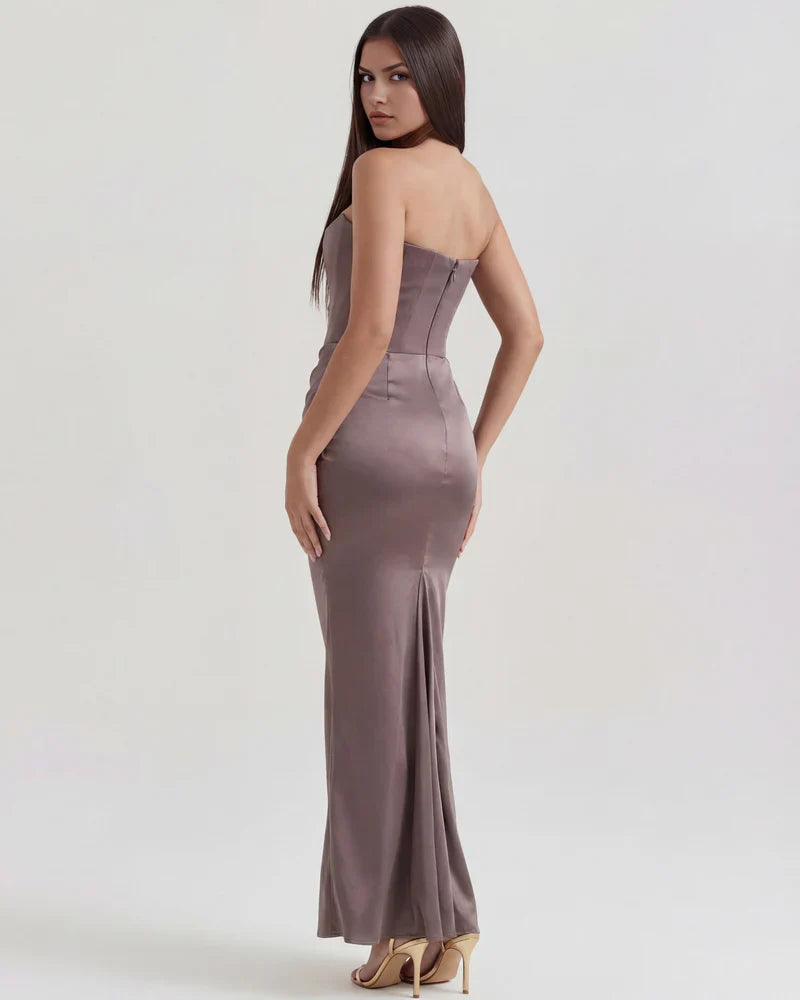 Noelia | Strapless Corset Ruched Maxi Dress