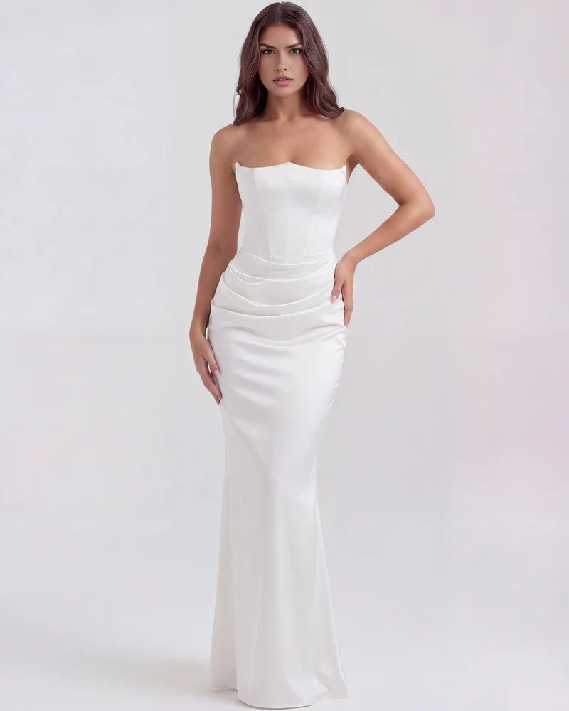 Noelia | Strapless Corset Ruched Maxi Dress