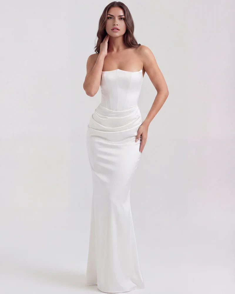 Noelia | Strapless Corset Ruched Maxi Dress