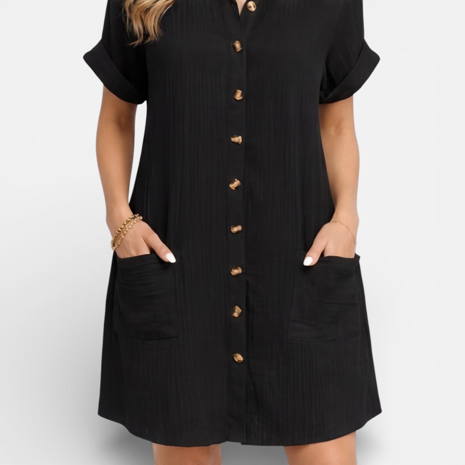 Sawyer | Relaxed Linen-Blend Midi Shirt Dress with Pockets