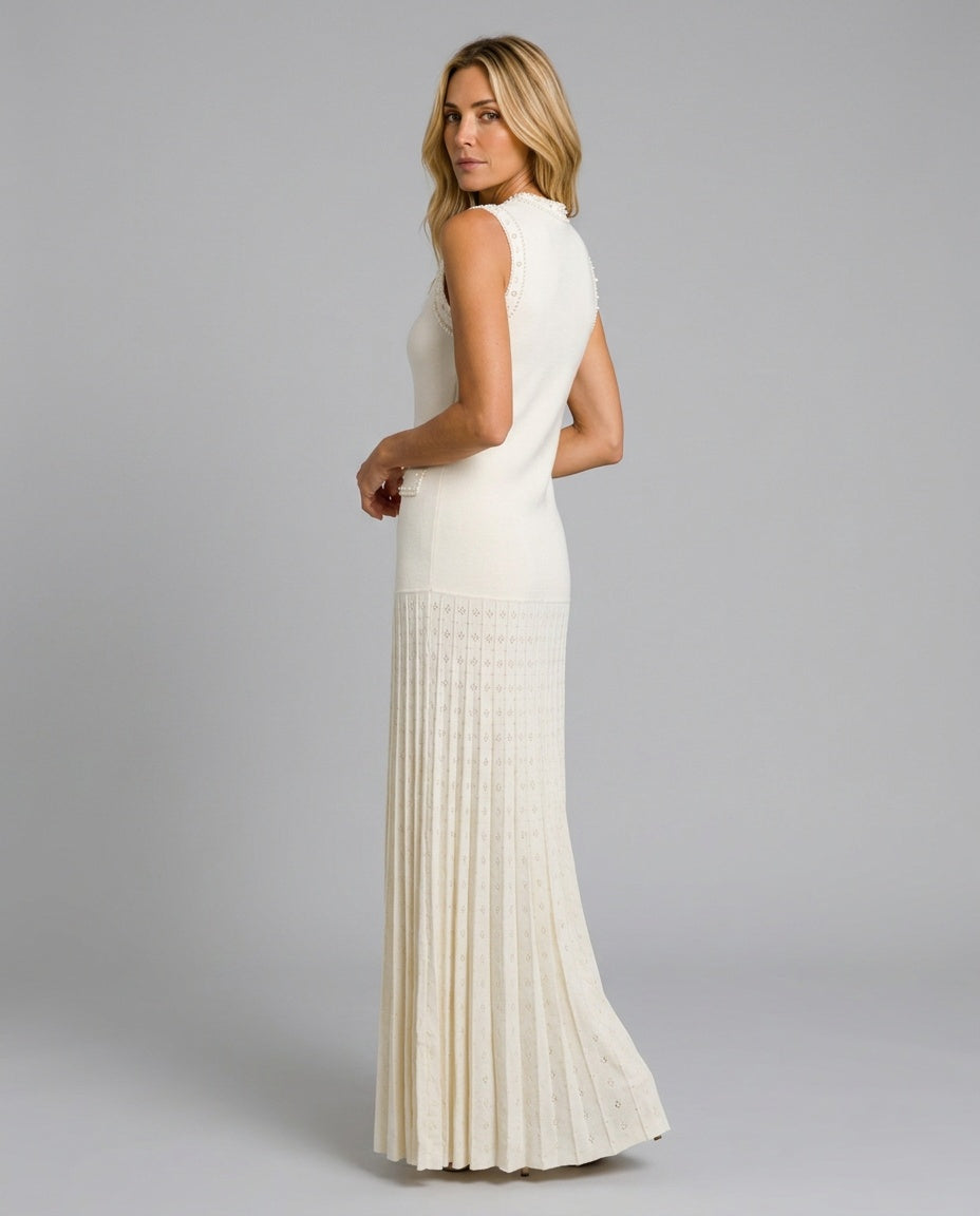 Opaline | Faux Pearl Embellished Knit Maxi Dress