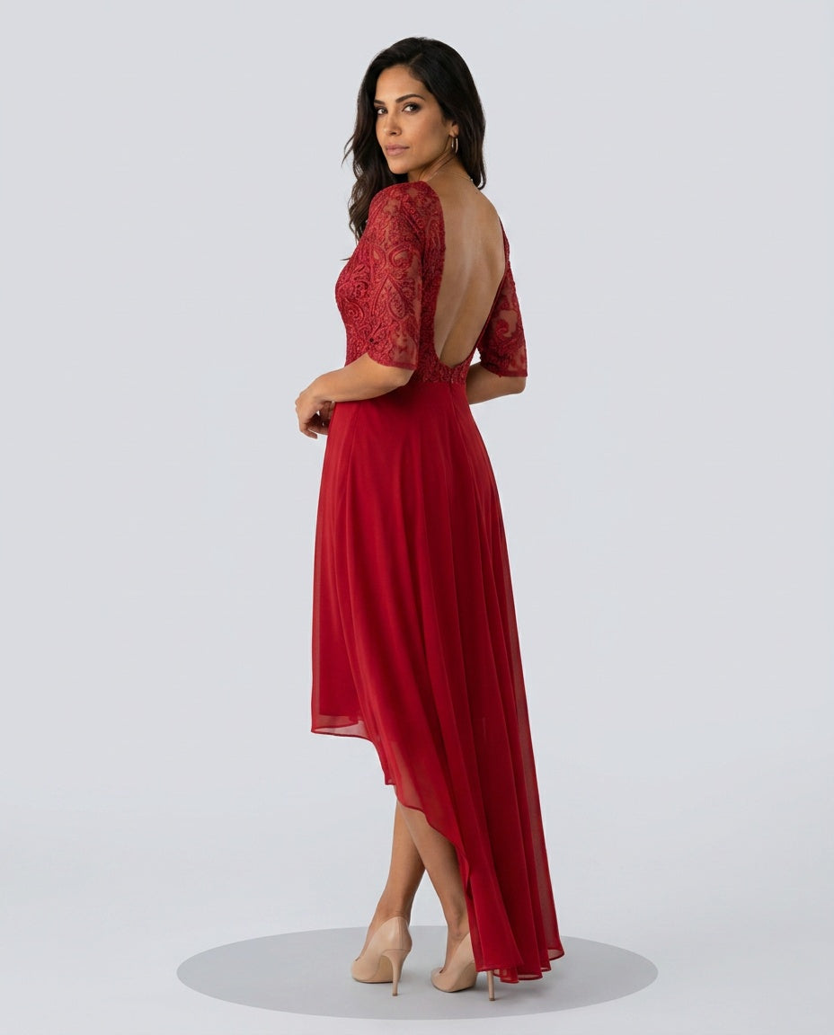 Giselle | Lace-Trim Midi Dress