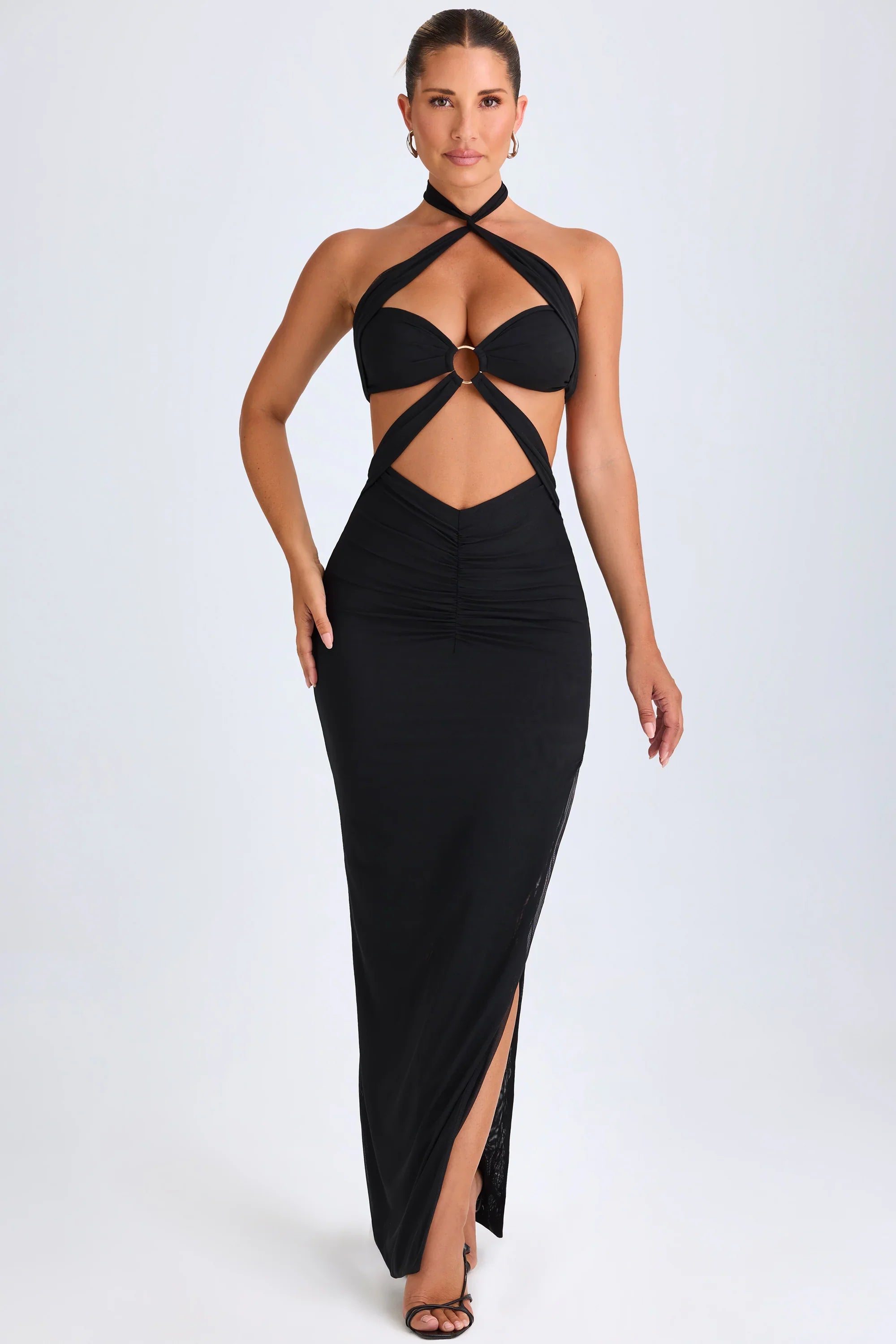 Juliette | Hardware Detail Cut-Out Halterneck Maxi Dress