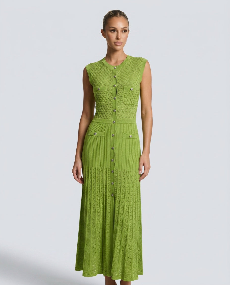 Sloane | Sleeveless Metallic Knit Maxi Dress