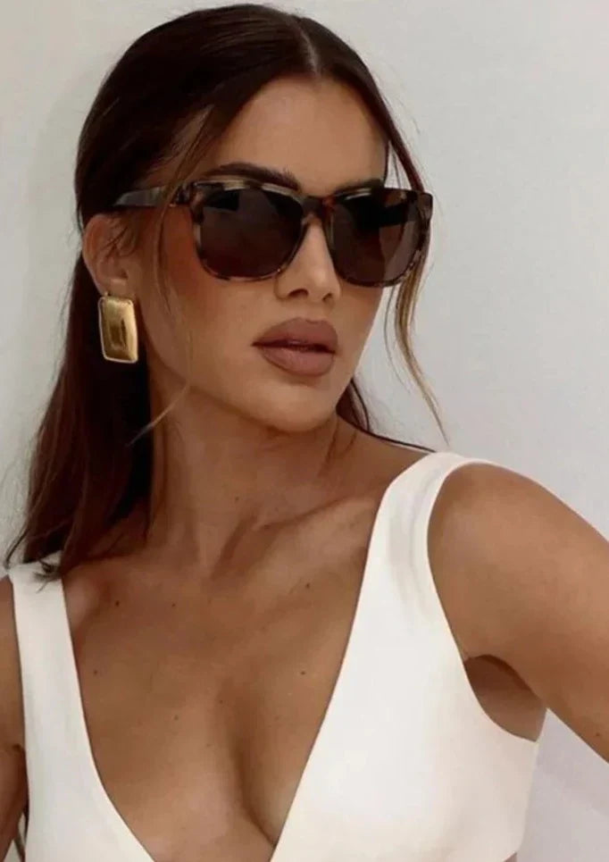 Peyton | Gold-Tone Distorted Rectangular Sculptural Stud Earrings