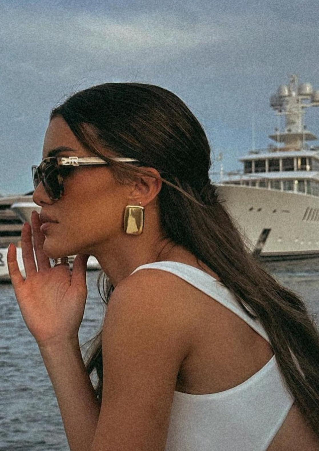 Peyton | Gold-Tone Distorted Rectangular Sculptural Stud Earrings