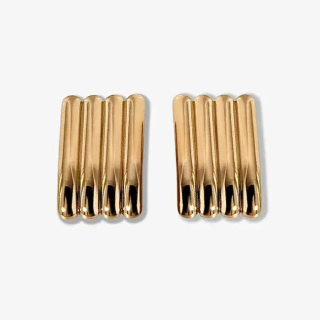 Peyton | Ribbed Column Rectangular Statement Stud Earrings