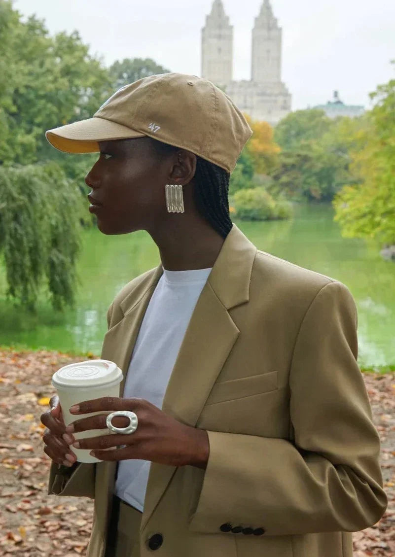 Peyton | Ribbed Column Rectangular Statement Stud Earrings