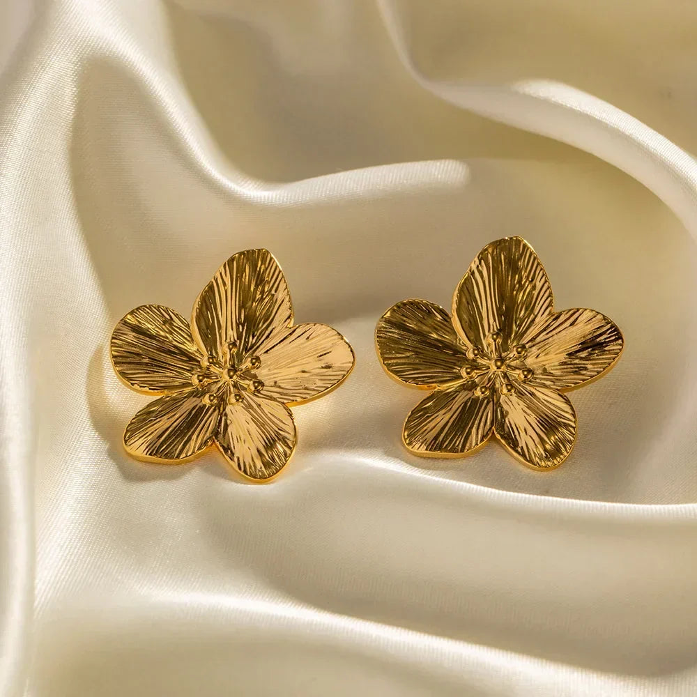Cleo | Gold Floral Motif Statement Earrings
