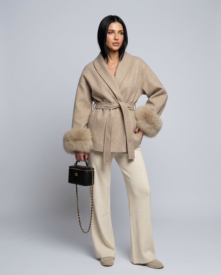 Jimena | Tailored Statement Cuff Faux Fur Coat