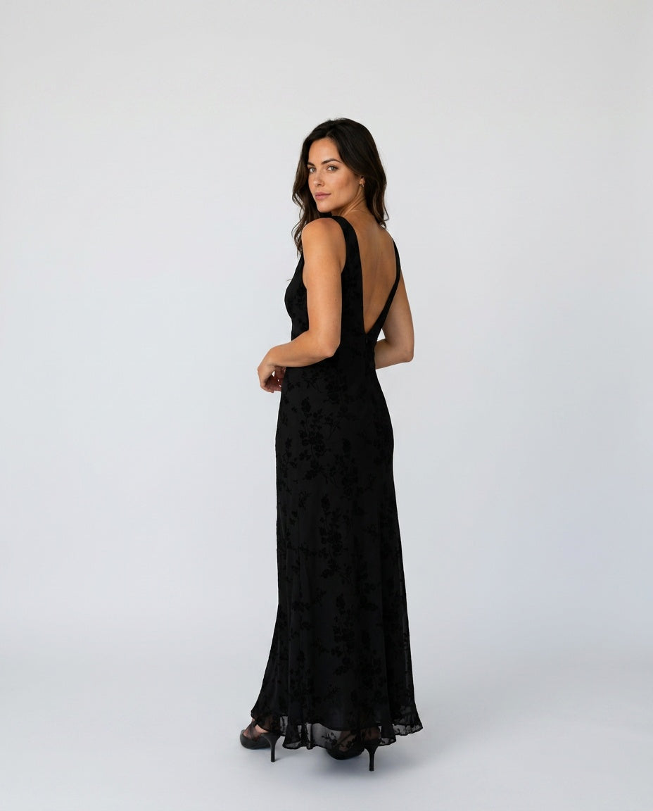 Camille | Sleeveless V-Neck Floral A-Line Maxi Dress