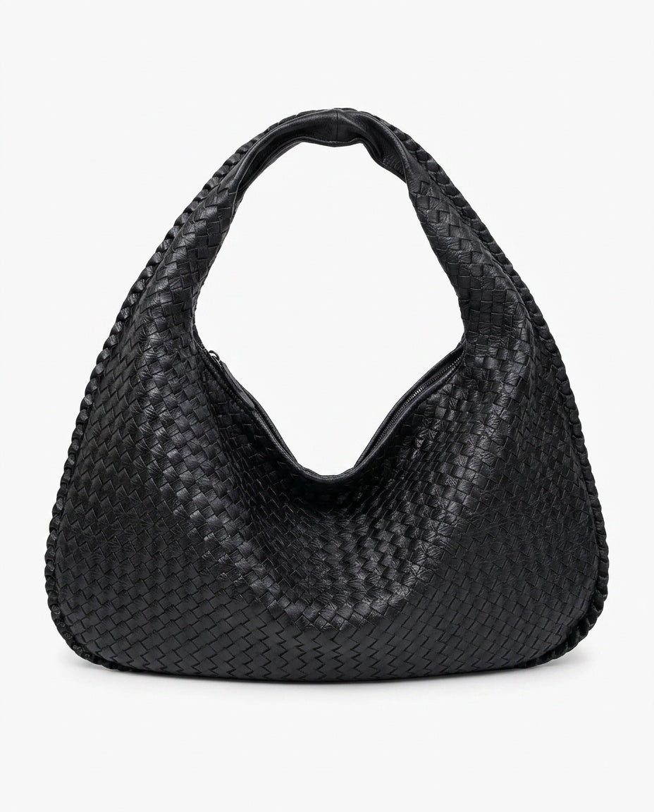 Oversized Woven Vegan Leather Tote Bag