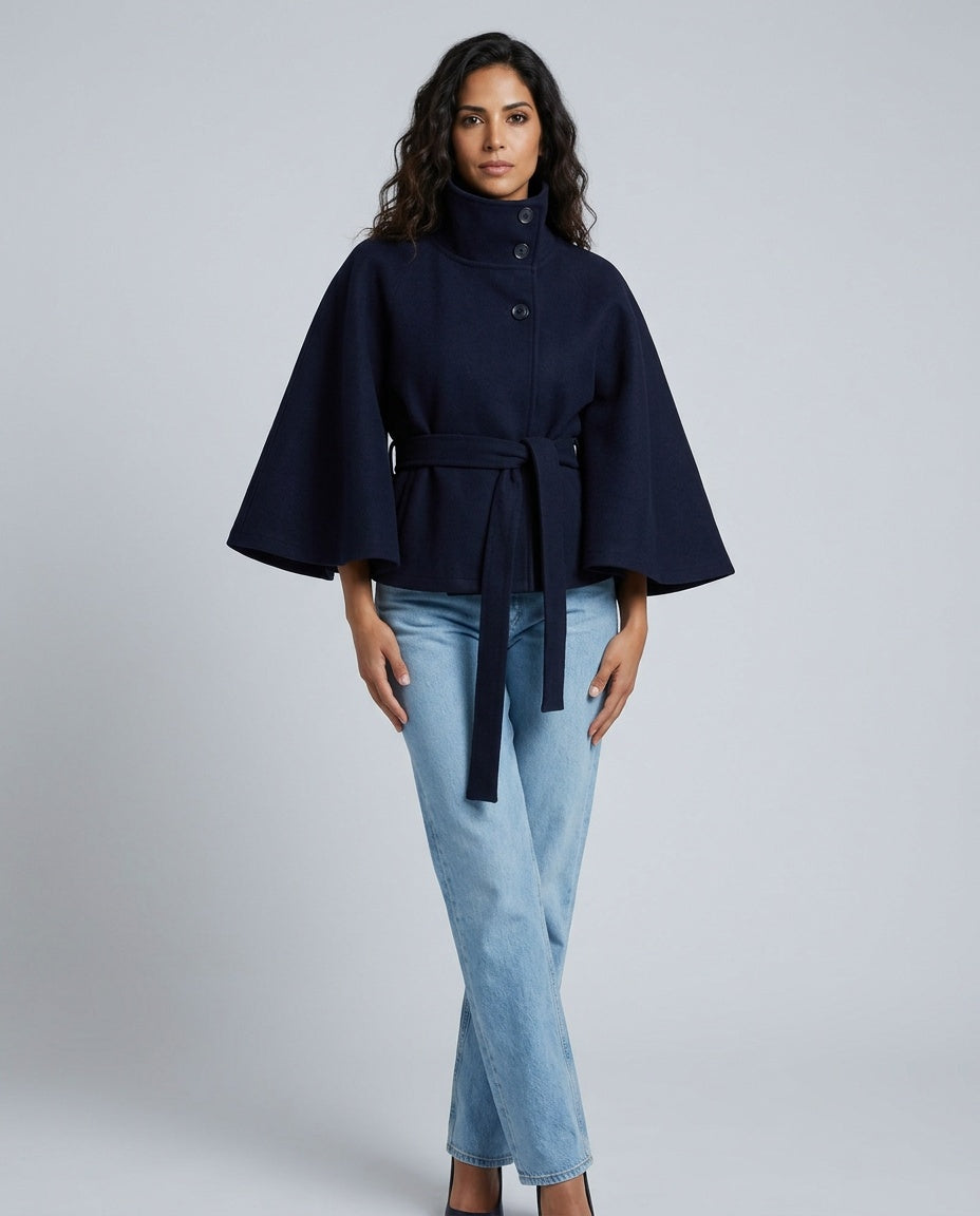Tessa | Belted Cape Sleeve Coat