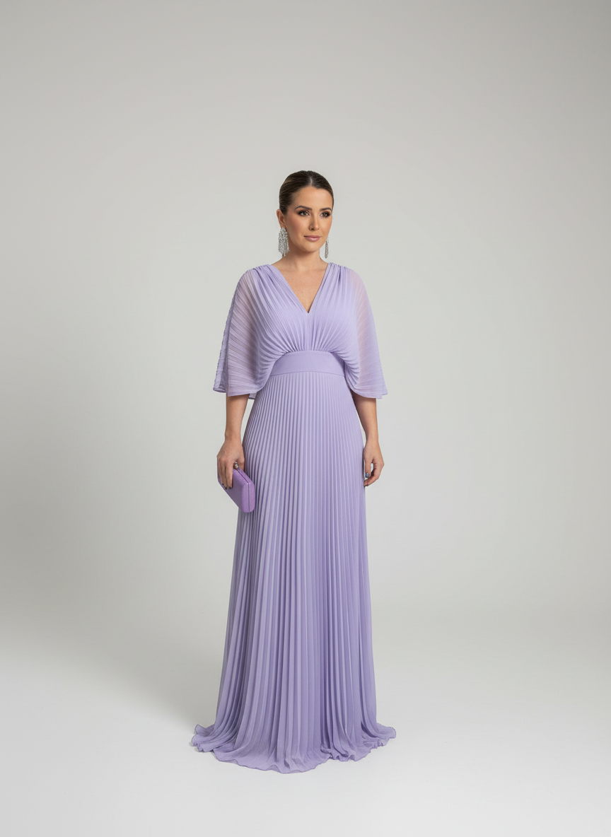 Celeste | Maxi with Pleated Skirt & Wide Sleeves