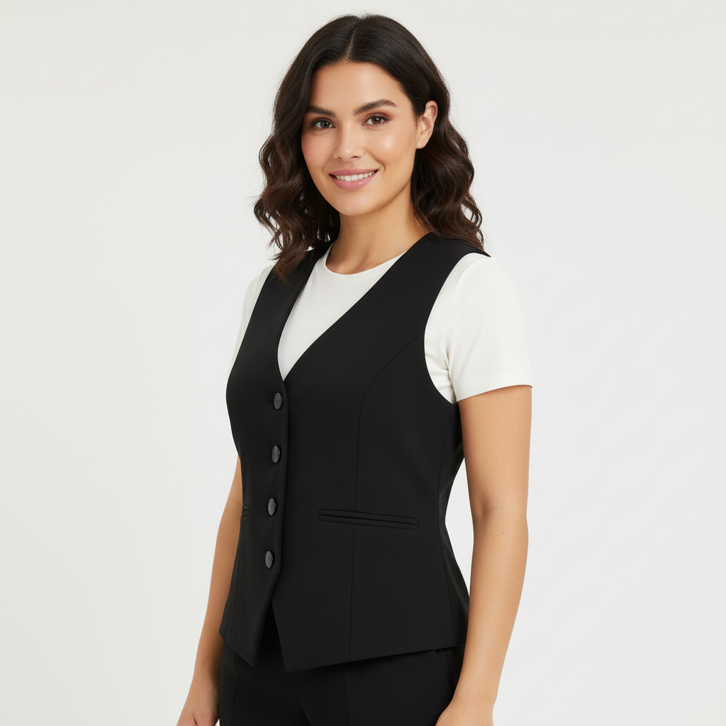 Bianca | Tailored Button-Front Sleeveless Blazer Vest