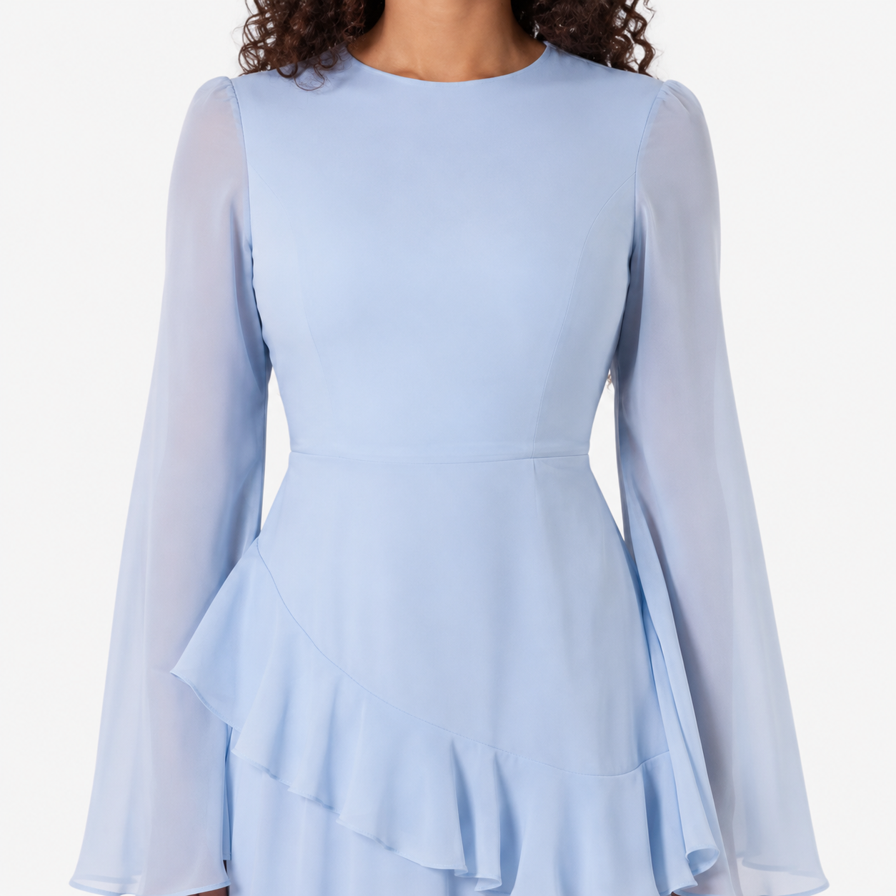 Everly | Ruffle Detail Blue Maxi Dress