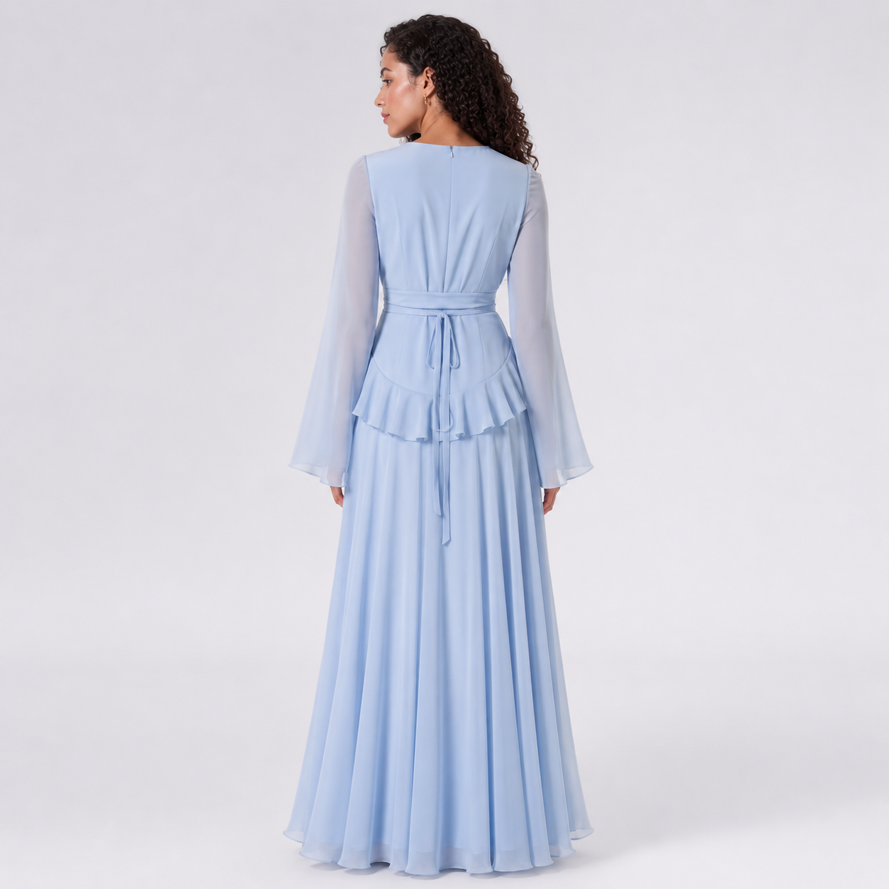 Everly | Ruffle Detail Blue Maxi Dress