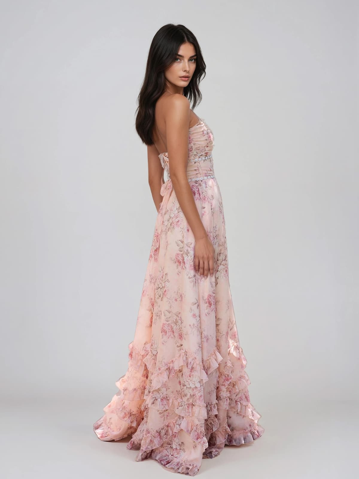 Fiorenza | Plunge Neck Floral Maxi Dress