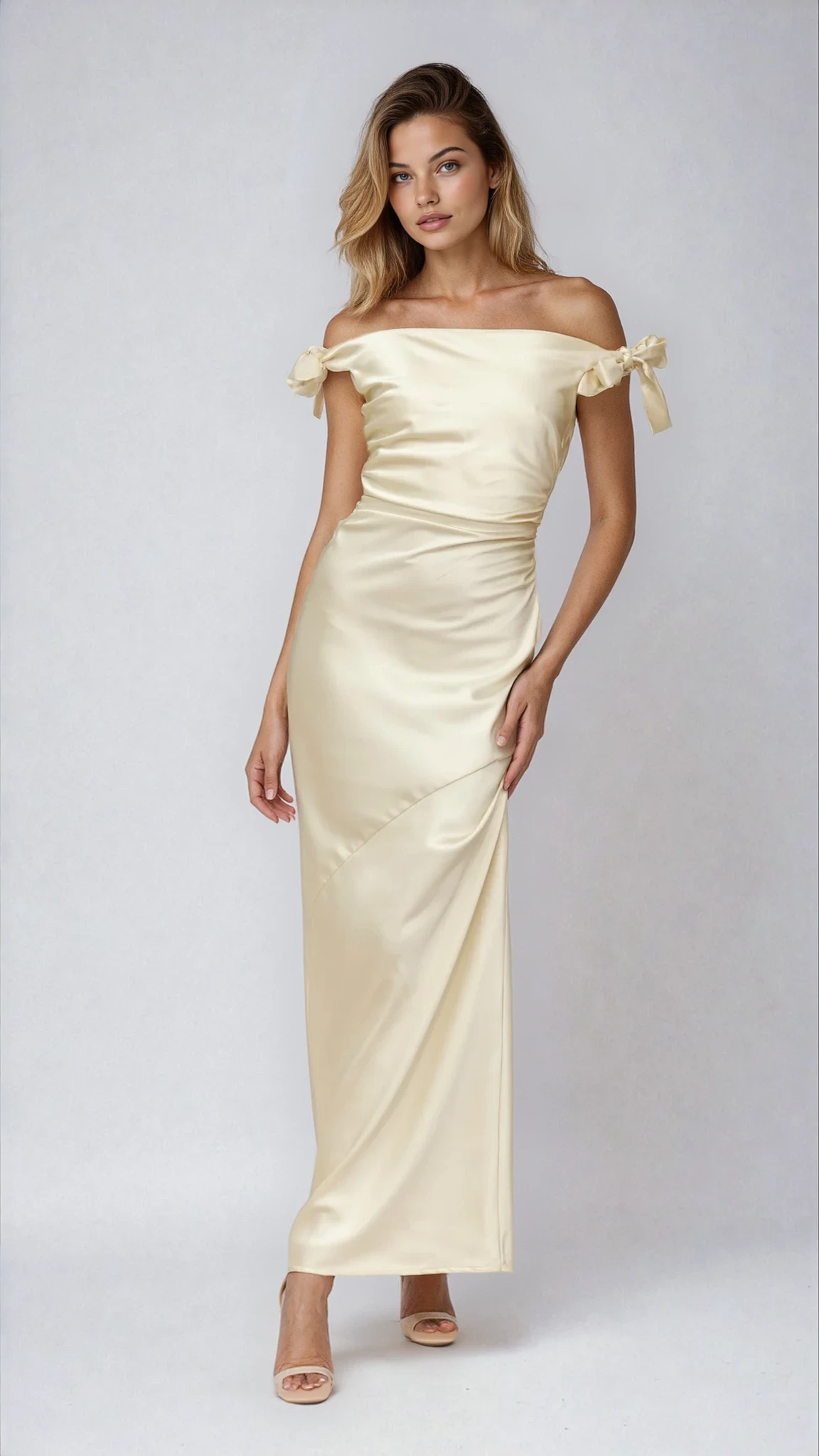 Alinta | Off-Shoulder Maxi Dress with Tie Details