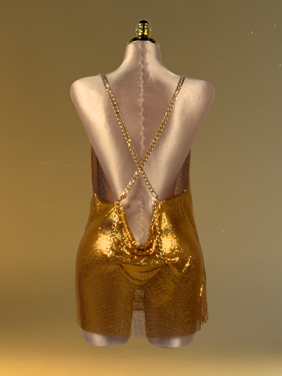 Mia | Gold Chainmail Mini Dress