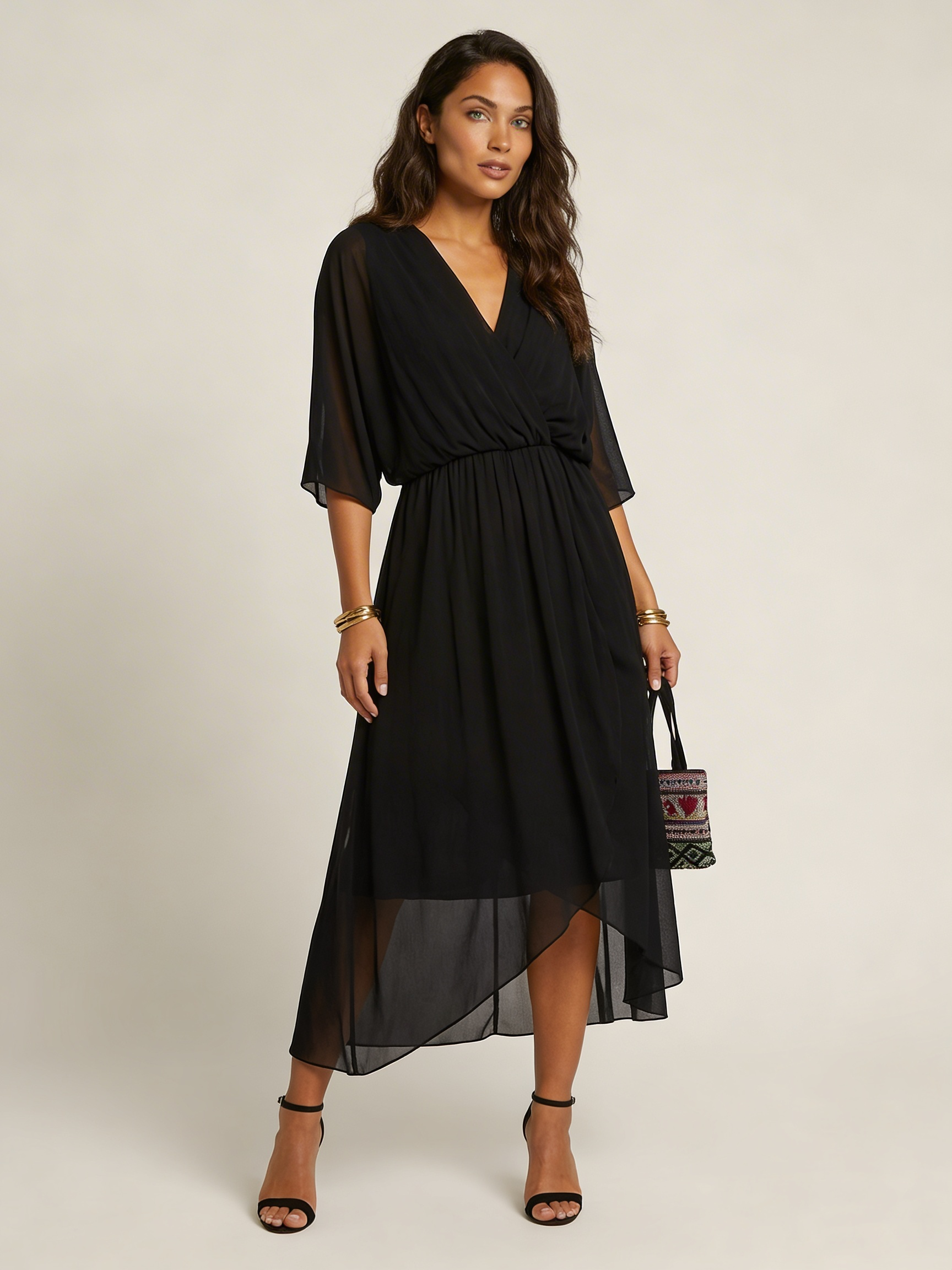 Sloane | Flowy Tie-Waist Wrap Midi Dress