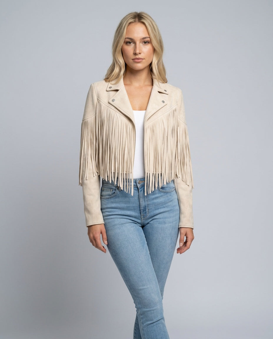 Hadley | Fringe Faux Suede Cropped Jacket