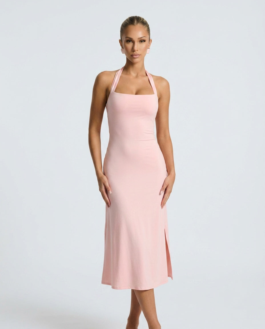 Women's Cut-Out Halter Neck Midi Dress