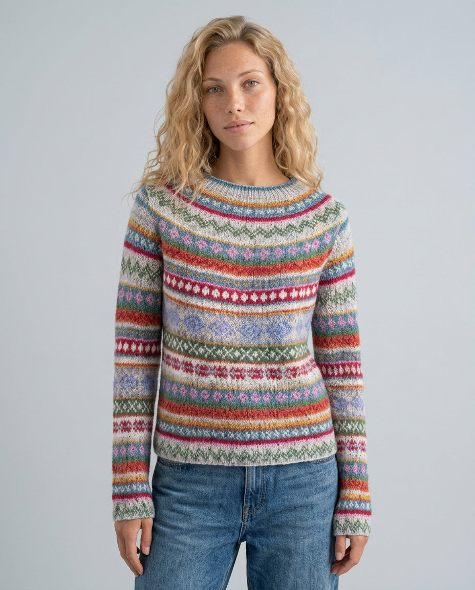 Pippa | Rainbow Stripe Crew Neck Knit Jumper