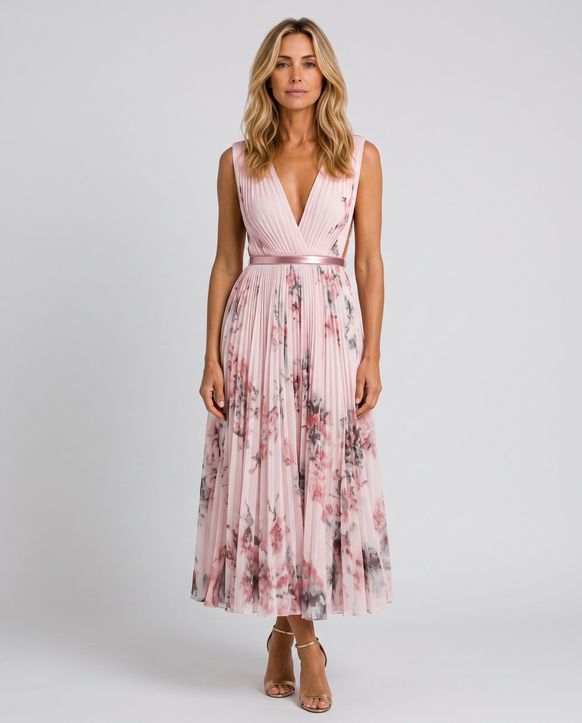 Ottilie | Pleated Sleeveless Maxi Dress