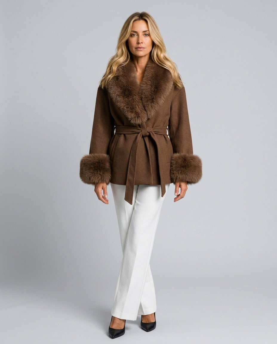 Jimena | Tailored Statement Cuff Faux Fur Coat