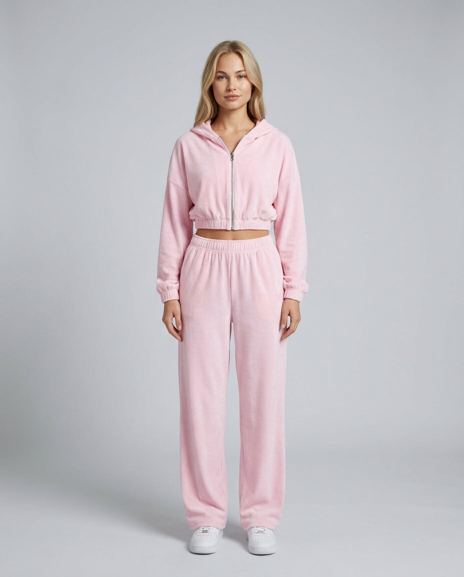 Lena | Zip Crop Top & Relaxed Trouser Two-Piece Set